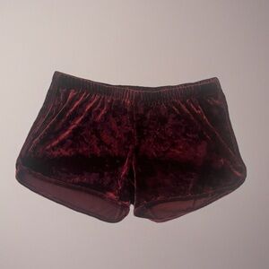 Women’s Velvet Burgundy Mini Shorts